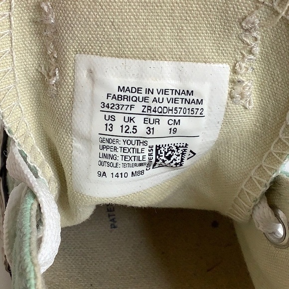 Converse low tops mint/white sneakers size 13 girl - Picture 3 of 12